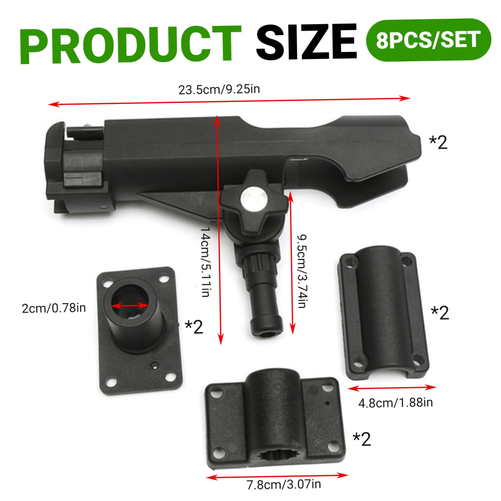 Porta della Canna Kayak, Supporto per canne da Pesca in plastica Regolabile da 2 Pacchetto con Supporto Combinato per Barca