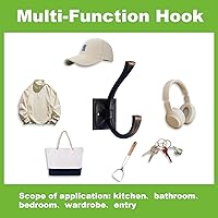 Vista 6 de TUNNY Paquete de 10 Ganchos para Colgar Abrigos en la Pared de Diseño Antiguo - Ganchos para Abrigos Negro Mate Gancho para Toallas para Gabinete