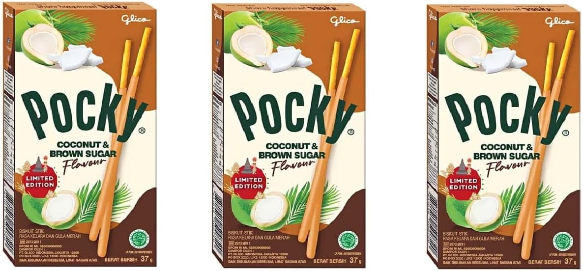 Pocky Coconut & Brown Sugar Flavour Limited Edition 37g Pack Of 3