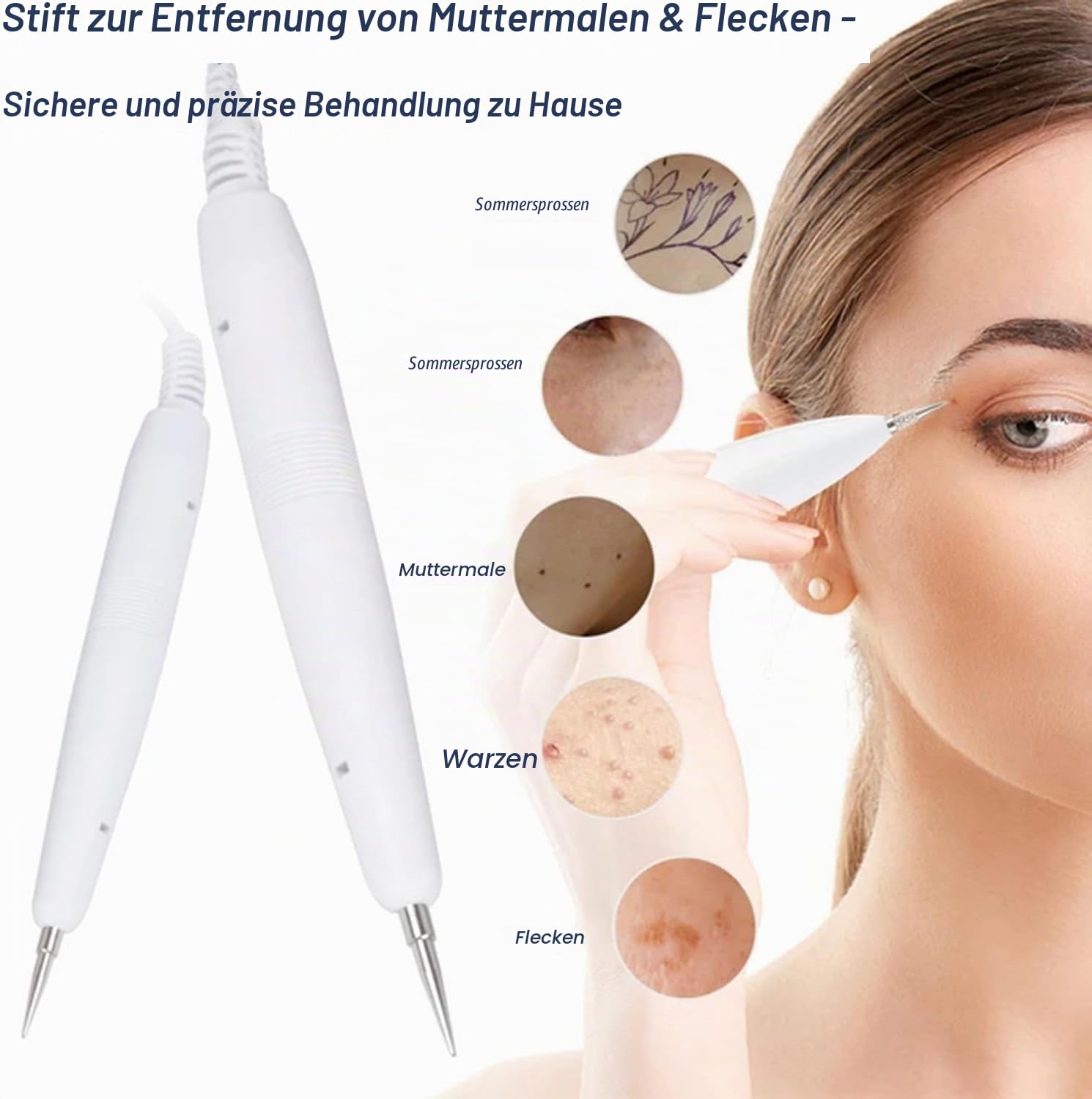 Ultraschallgerät Gesich Mit 2 Pflegeköpfen Und Stift Zur Entfernung Von Muttermalen. Zeiteinstellbar, Glättet Falten, Sicher Und Schnell, Zur Entfernung Von Flecken für Zuhause SPA Hautverjüngung