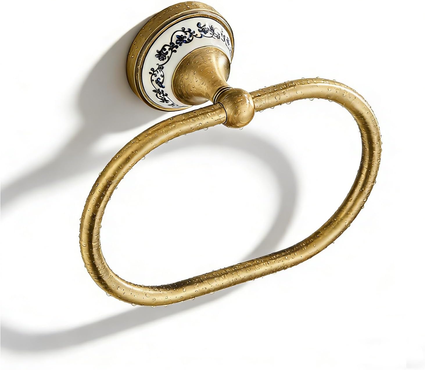 Hand Towel Holder, NEWRAIN Antique Brass Towel Ring, Vintage Ellipse Wall Mounted Towel Rack, Heavy Duty Towel Hanger for Bathroom, Kitchen,Hotel