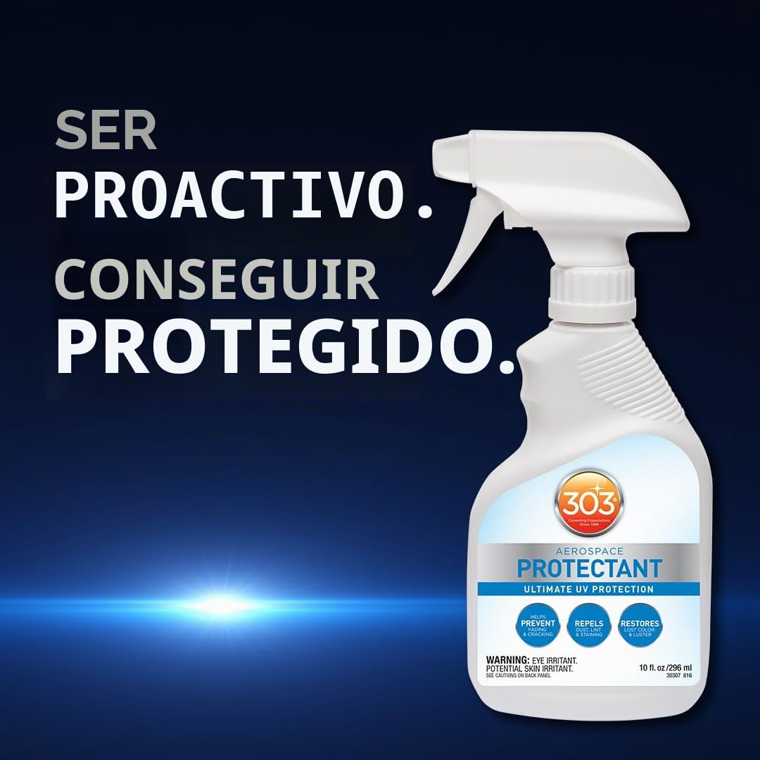 303 Aerospace Protectant 296 ml – Spray protector UV para plástico, vinilo, goma y cuero – Acabado mate, protege contra la decoloración y la fragilidad + guantes de nitrilo