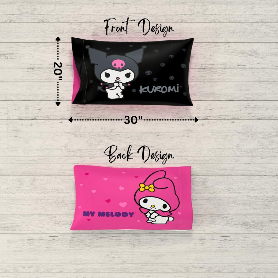 Franco Collectibles Hello Kitty & Friends My Melody & Kuromi Beauty Silky Satin Standard Reversible Pillowcase Cover 20x30 for Hair and Skin, (Officially Licensed Product) - Image 6
