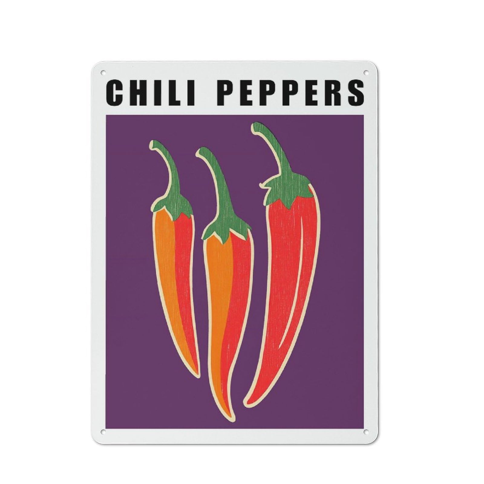 Junmoney Style-14 Workshop Style Chili Peppers Illustration Kitchen Wall Art Tin Sign 40X30cm, Industrial Wall Art For Garage, Hobby Room, Office Or Man Cave