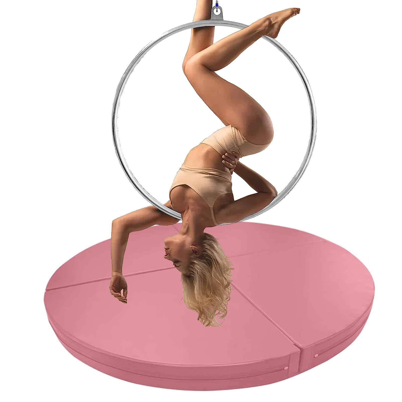ASerZenith Floor Aerial Hoop Crash Mat 3cm/5cm/10cm Thick, Home Folding Pole Crash Mat, Shock Absorption Anti-Collision Circular Pad for Lyra Hoop/Stripper Pole,Pink 2-150cmx3cm