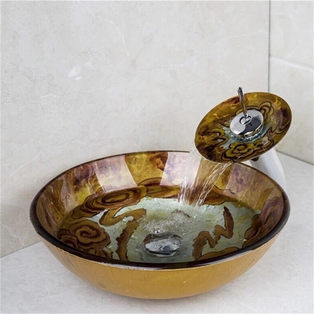Robinet cascade en verre HomeLava 42 cm, mitigeur luxueux de salle de bain design