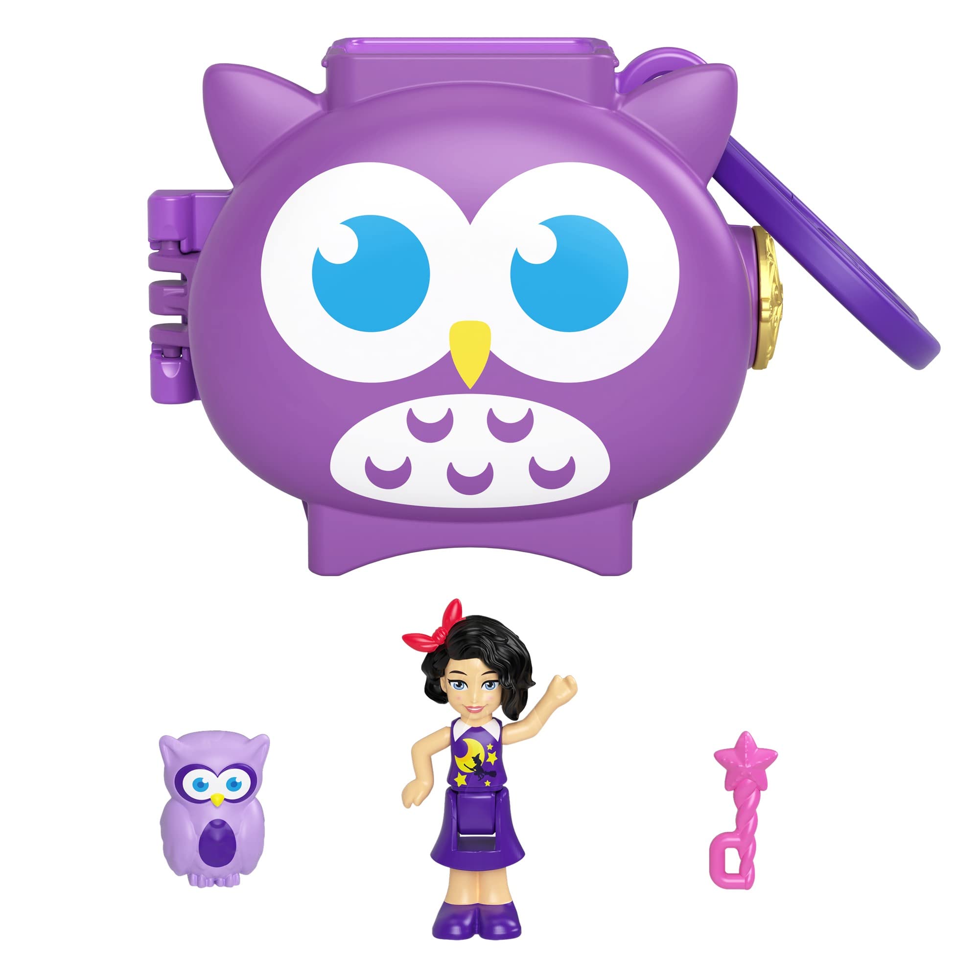 Polly Pocket Coffret Soirée Pyjama Chouette Avec 2 Figurines, 12 Accessoires Et Jeu D’Eau - Dès 3 Ans HKV37
