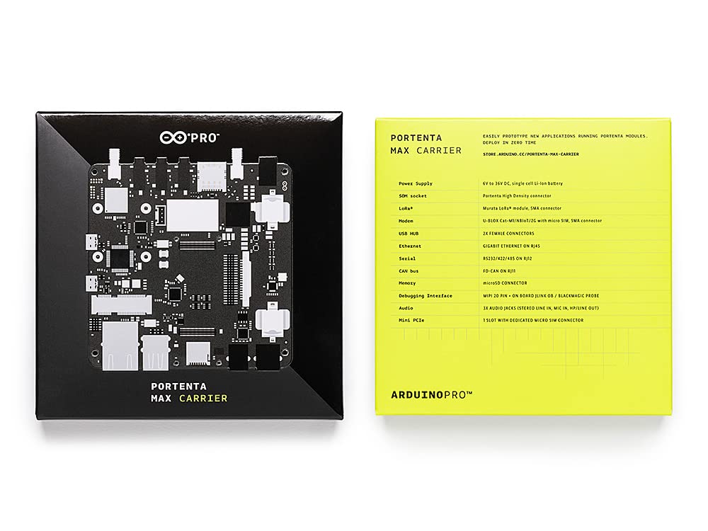 Arduino Pro Portenta MAX Carrier [ABX00043] - Placa de expansión para Portenta H7, Ideal para proyectos avanzados, IoT, visión Artificial y Aplicaciones industriales con Arduino IDE.