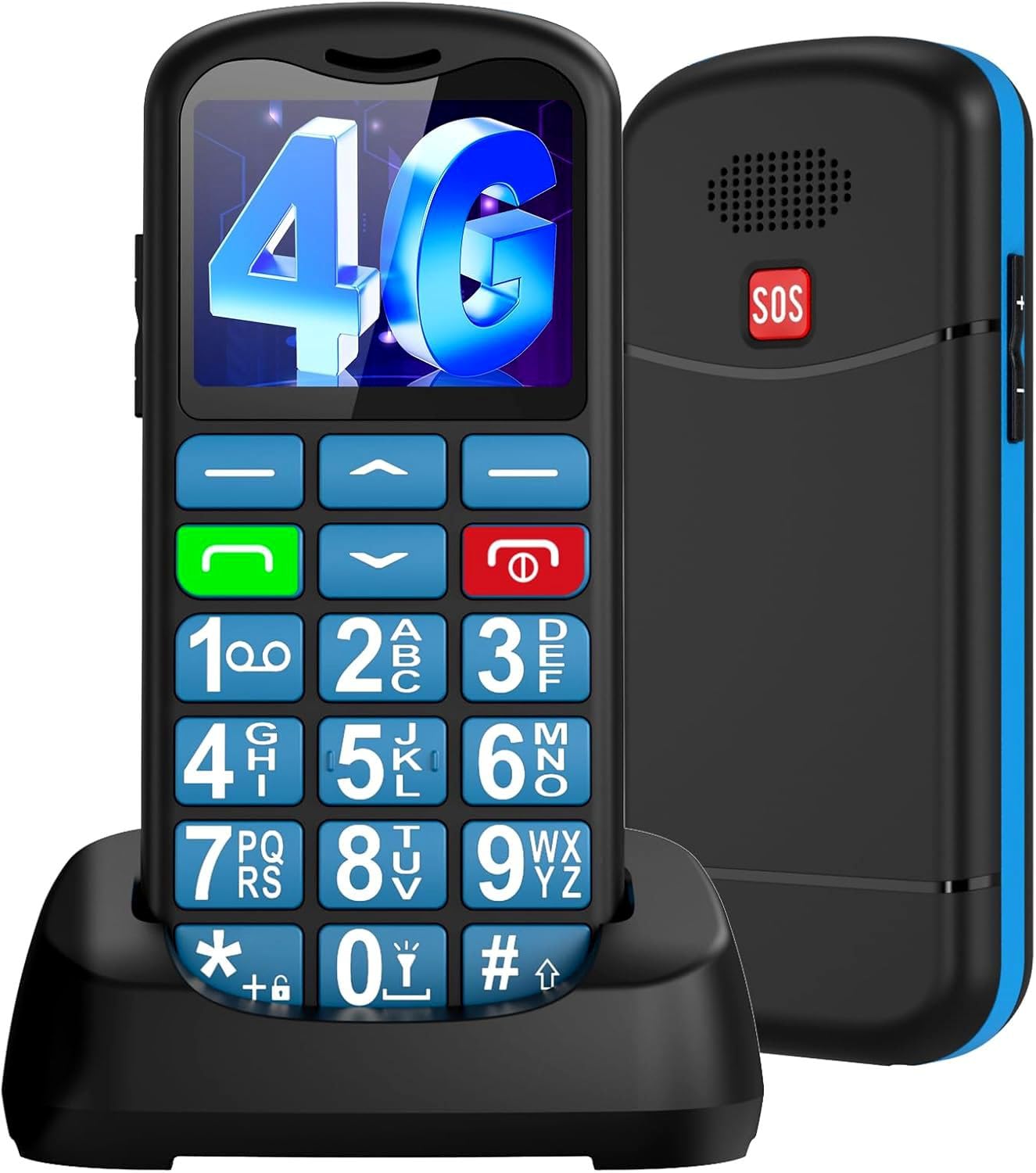 uleway Telefono Cellulare per Anziani, 4G senza Contratto, Grande Pulsante Facile da Usare, Volume Elevato, Supporta Nano SIM, Pulsante SOS, Composizione Rapida, Torcia, Display 1,77 Pollici, USB-C