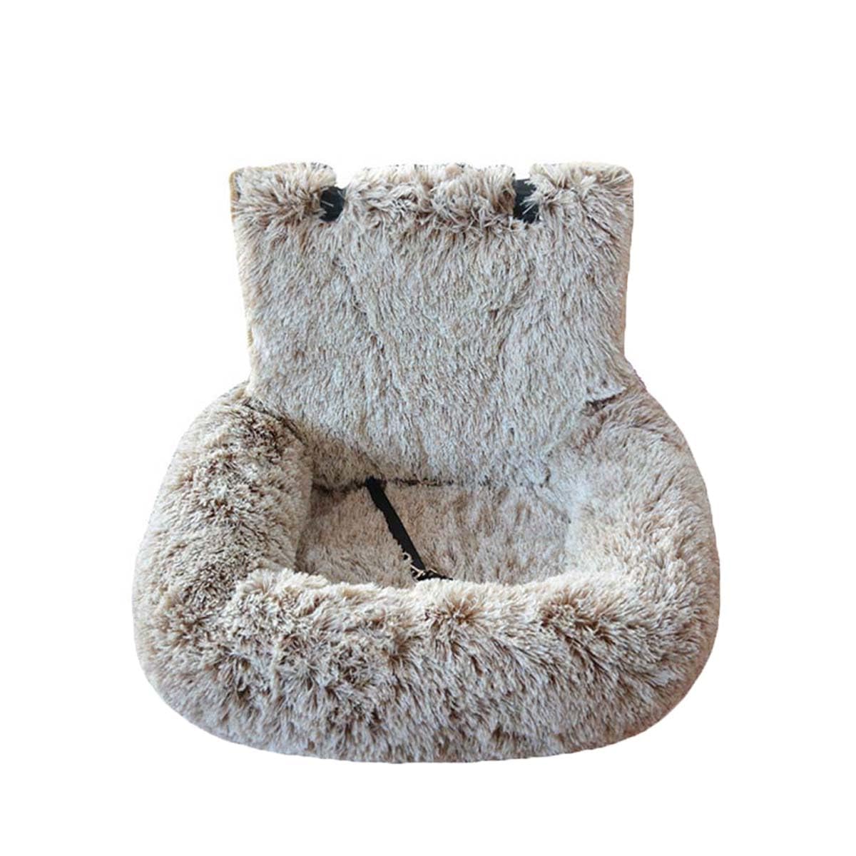 Dog Car Seat, Fluffy Plush Travel Dog Bed for Cars, SUVs & Trucks, Soft Supportive & Secure Ride for Small Medium Large Dogs, Non-Slip Pet Safety Seat (M:70x60cm,Light coffee)