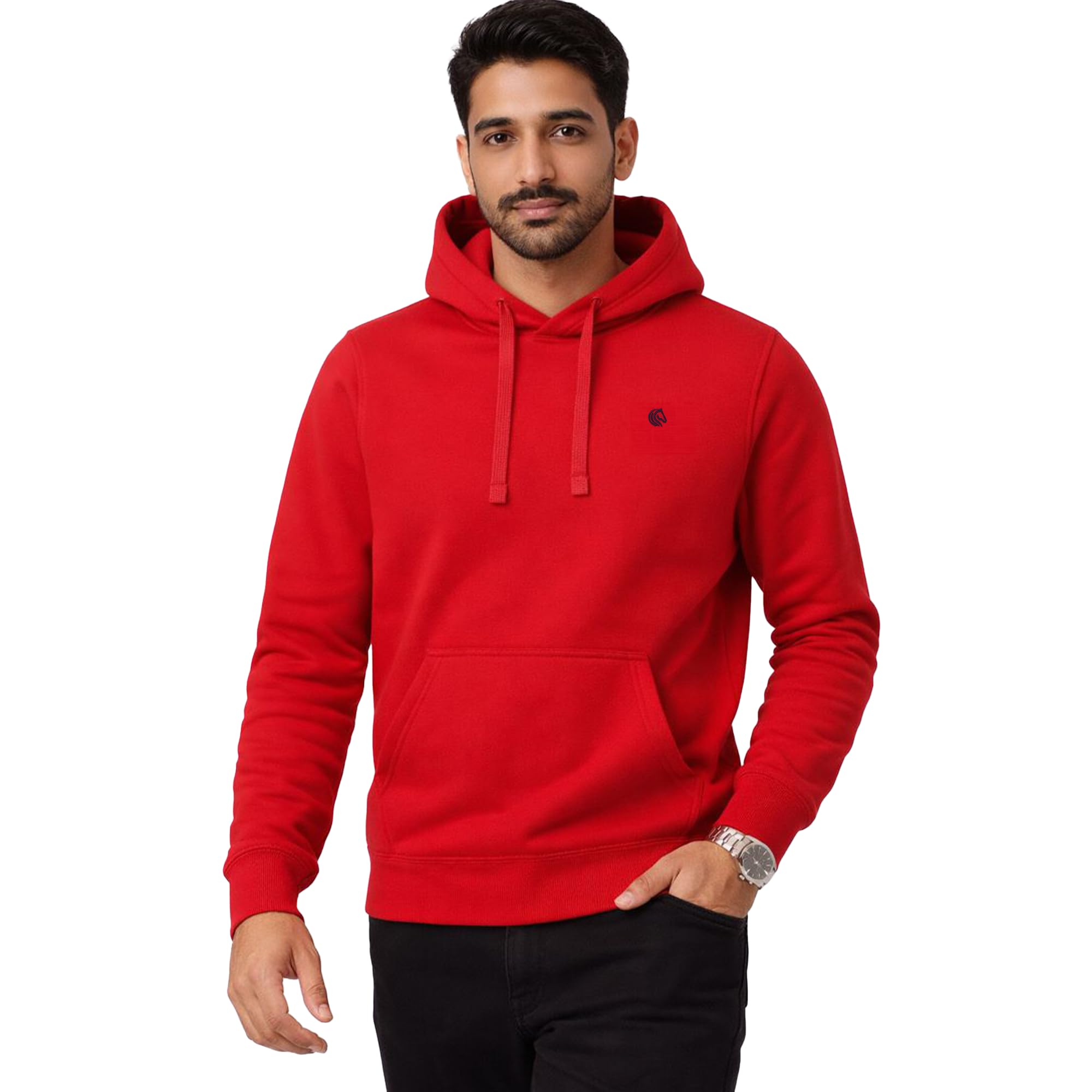 mane and mini Men’s Solid Hooded Sweatshirt, Regular Fit and Comfortable Winter Hoodie for Casual Wear-picture-12
