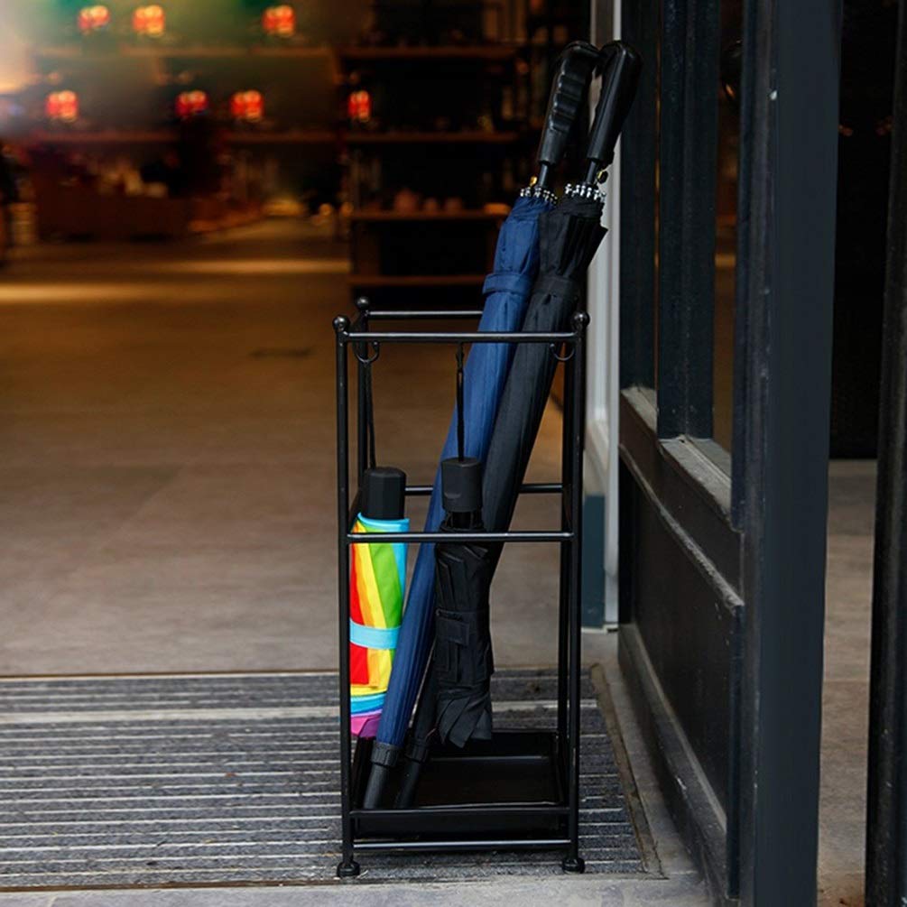 Nero Autoportante in Ferro Battuto Ombrello Cremagliera, Utilizzato for Lungo E Breve Umbrella di Magazzino, Pallet in Hotel Uffici, Facile da Pulire, 22x22x52cm