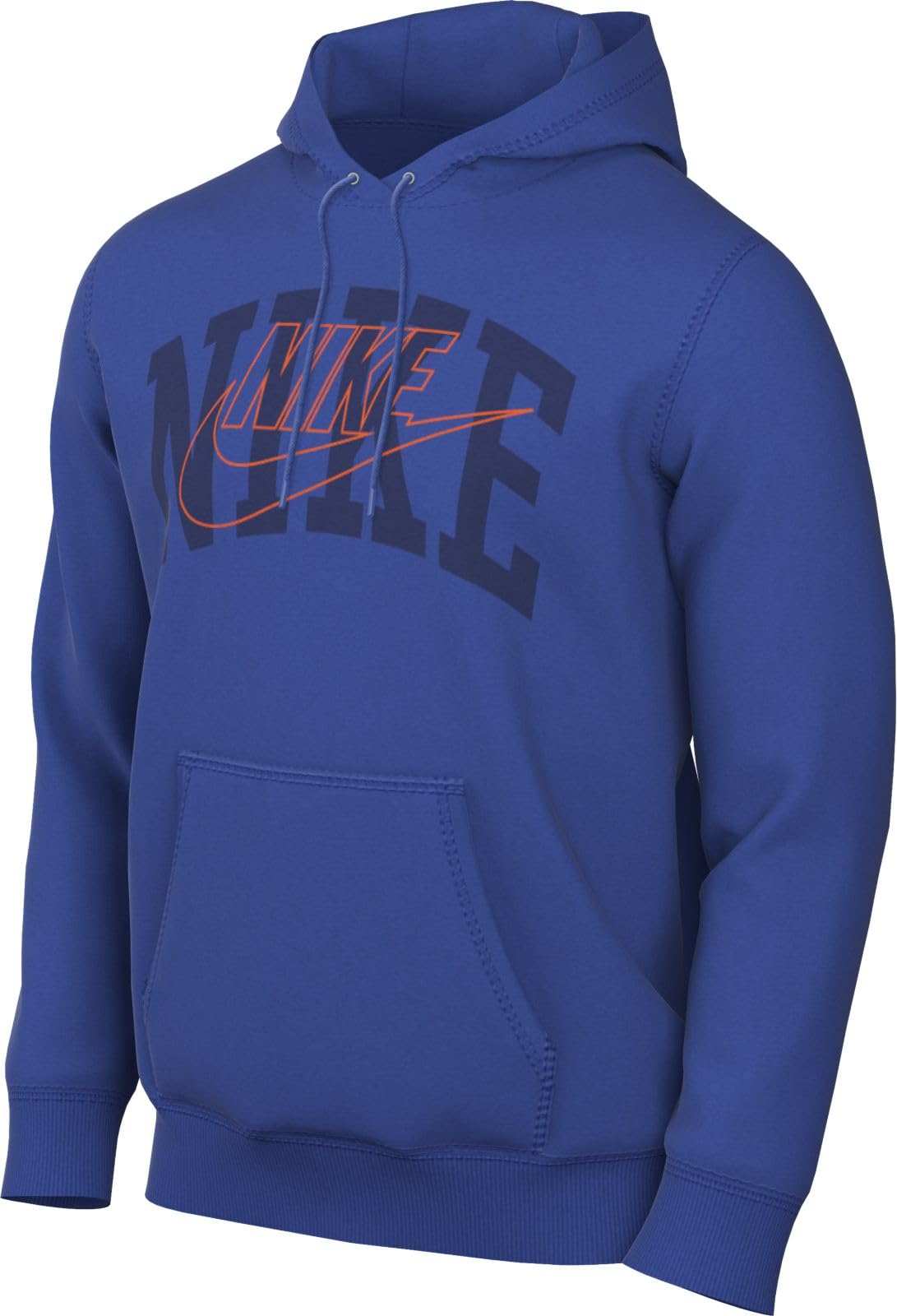 NIKE FV4447-480 Club Fleece Sweatshirt Men's Game Royal/Safety Orange Size L