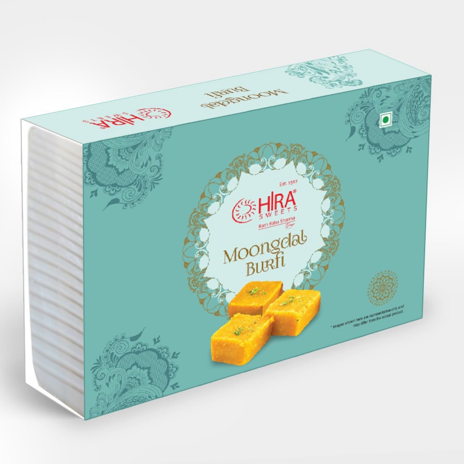 HIRA SWEETS Moong Dal Burfi (500g) | Burfi Sweets | Fresh Indian Traditional Mithai | Made With Pure Desi Ghee Finest | Indian Mithai | Pistachios | Indian Sweets | Great Sweet Gift Pack for Festival (B0CRRX1QJT) Amazon Price History, Amazon Price Tracker
