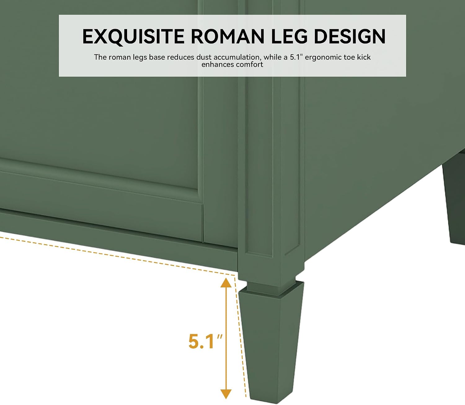 extrasleep 30 Inch Bathroom Vanity Without Top Sink, Modern Bathroom Storage Cabinet with 2 Drawers and 1 Tip-Out Drawer, 30'' Single Bath Vanity for Home, Easy Assembly, Green