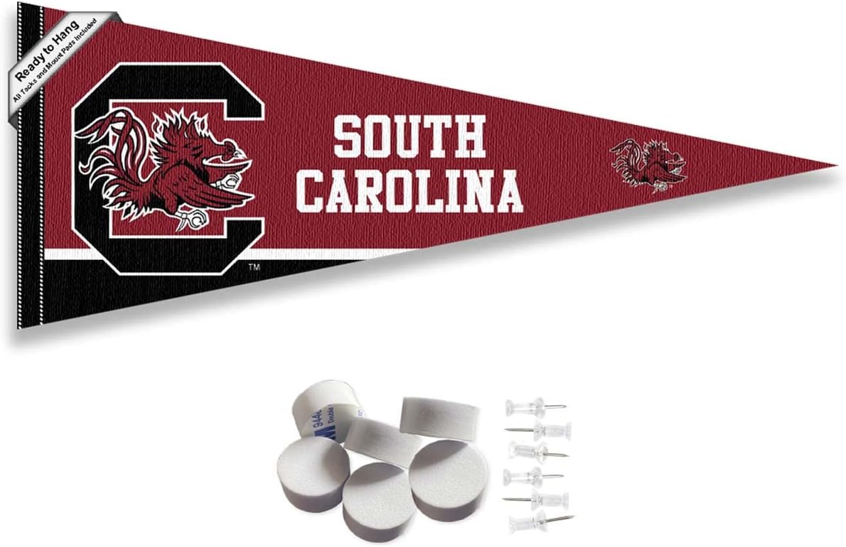 South Carolina Gamecocks Pennant Flag and Wall Tack Mount Pads