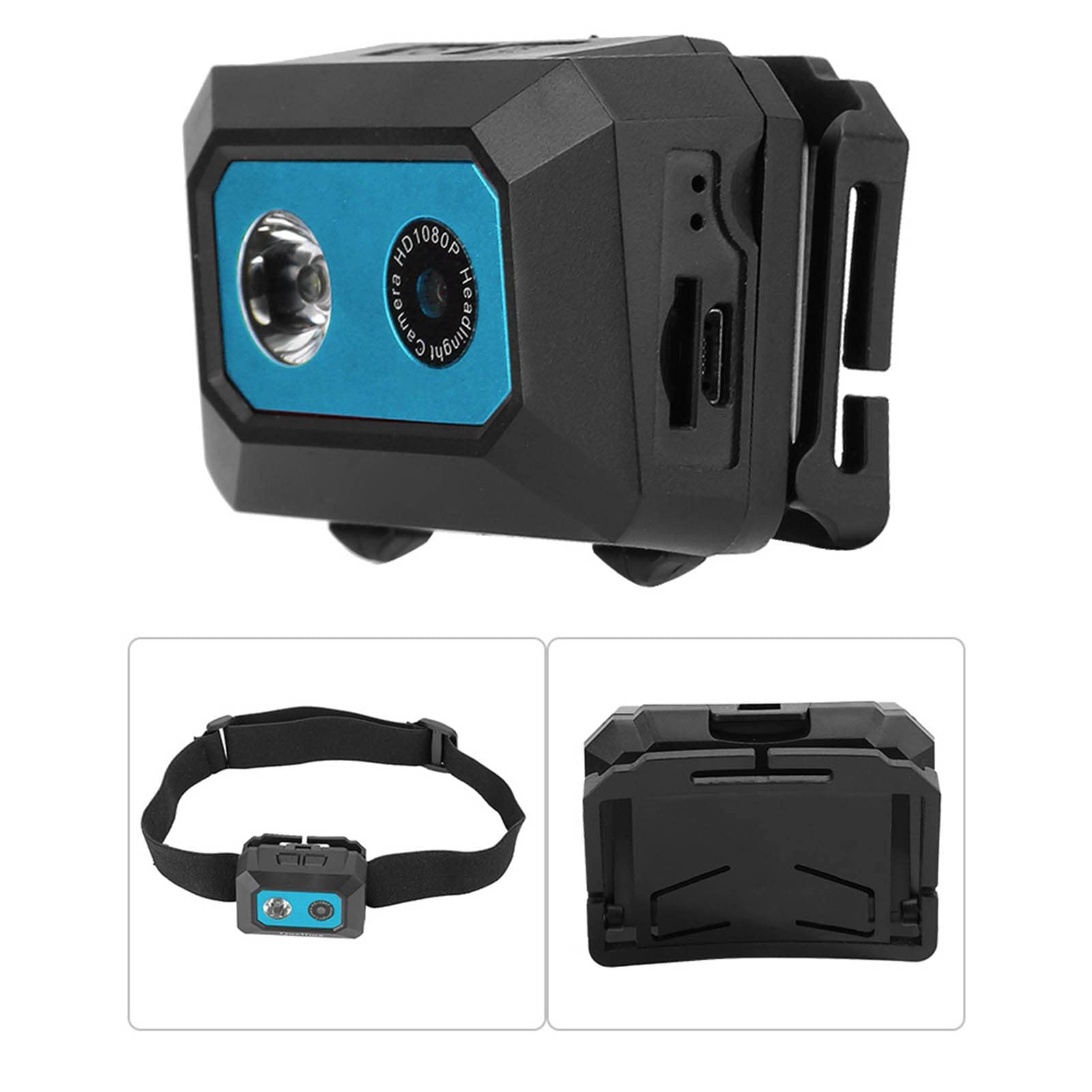 Telecamera Sportiva DV Super HD 1080P, Videocamera D'azione Montata Sulla Testa con Registratore DVR per Uso Fotografico All'aperto, in Casa e in Viaggio (Nero Blu)