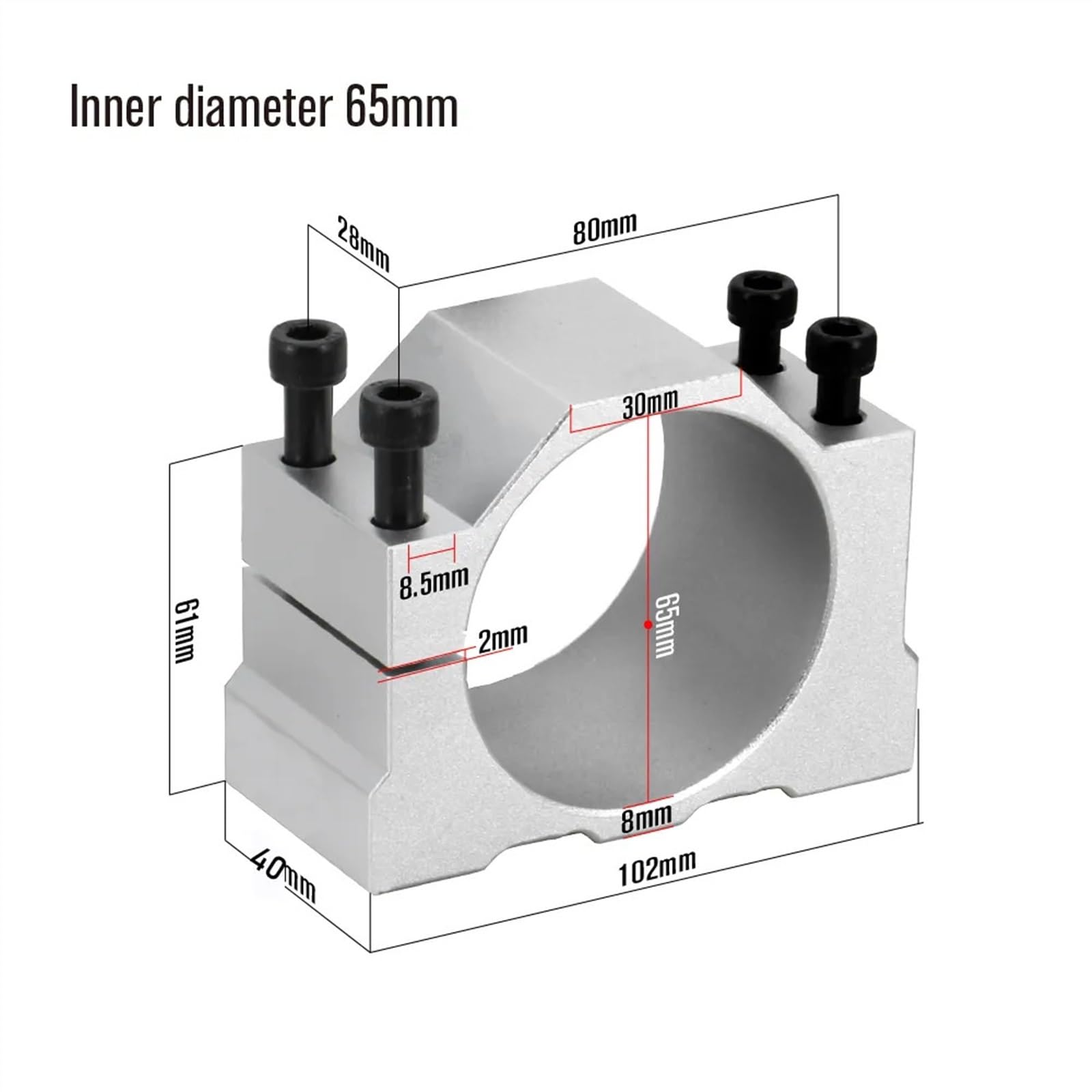 CNC-Spindelhalterung Aus Aluminium – 65 Mm Durchmesser, Klemmhalterung Für Fräsmaschinen, Mit Schrauben