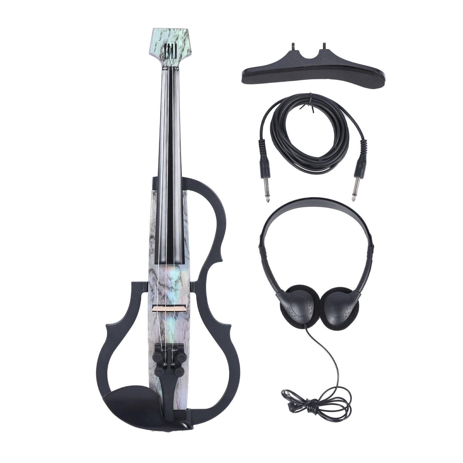 Professionelle Leise Elektrische Violine 4/4 Kohlefaser Violine Elektrische Geige Kit mit Tonabnehmer für Anfänger Erwachsene Jugendliche (Typ 1)