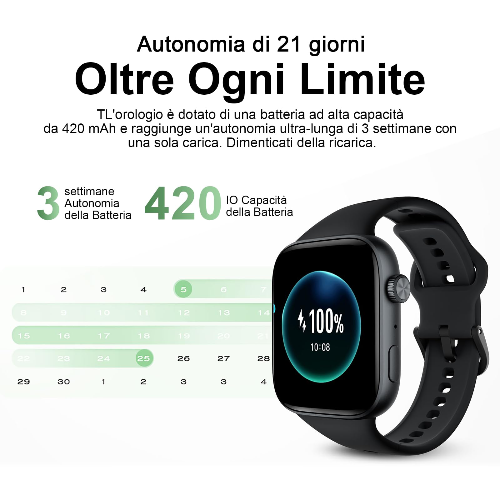 HONOR Watch X5i Smartwatch, 1.97" AMOLED Display Orologio Smart con Chiamate Bluetooth, Batteria 21 Giorni, Monitoraggio Cardiaco e SpO2 24/7, 109 Modalità Sport, Impermeabile 10M (Bianco)