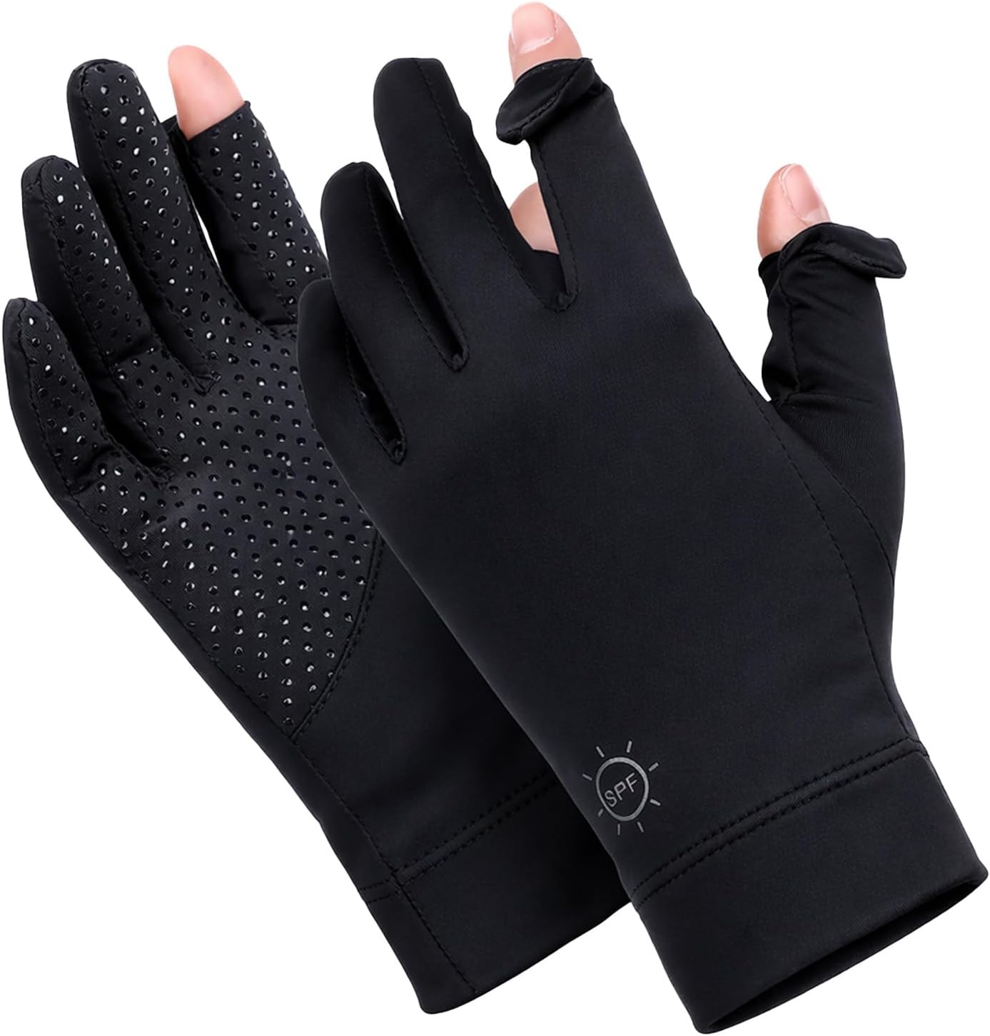 Non Slip Breathable Summer Outdoor Gloves, Ultra Thin Full Finger UV Protection Gloves, Ice Silk UV Gloves, Driving Biking Sunscreen Nail Manicure Gloves for Women