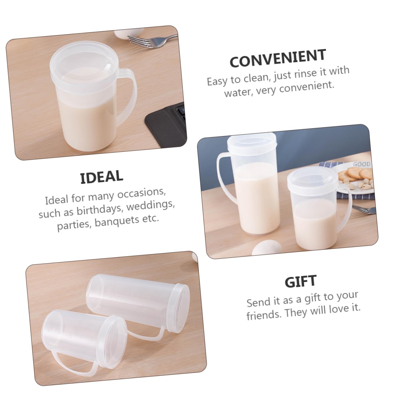 POPETPOP 6piezas Jarras De Plástico Con Escala Para Medir Leche y Café Aptas Para Microondas Para Bebidas Frías y Calientes Jarras Medidoras Para Cocina y Desayuno