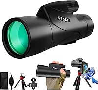 Vista 10 de Gosky Telescopio monocular HD de 12 x 55 con prisma BAK4 y lente FMC, ligero con adaptador para teléfono inteligente, para observación de aves