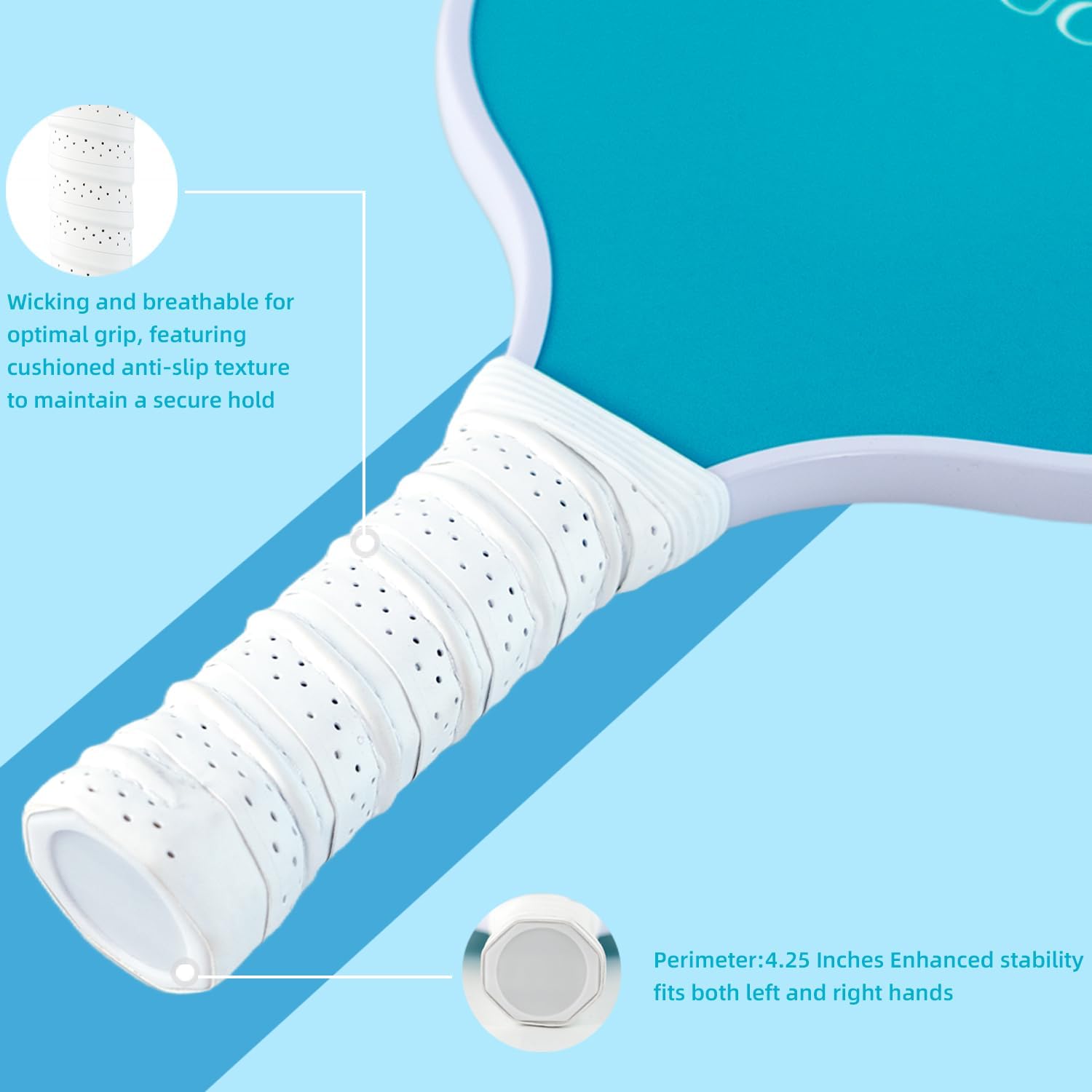 Pickleball Paddles Set of 4 Fiberglass Pickleball Racket, 4 Outdoor/Indoor Balls|Pair of Grip Tapes|1 Portable Carry Bag Set Gift for Men Women Beginners