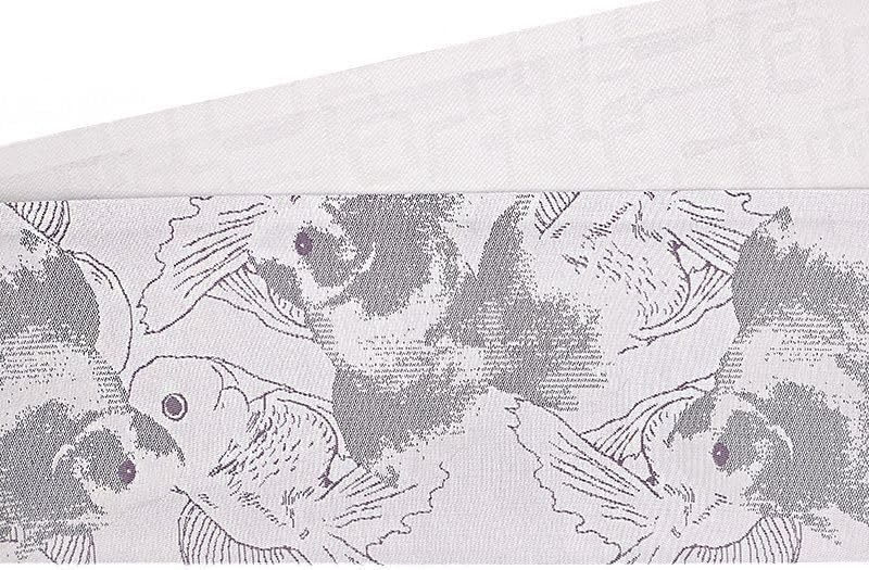 半幅帯 浴衣帯 ゆかた帯 桐生織 正絹 グレー 灰色 黒 ブラック 金魚 鯉 魚 和柄 浴衣 おしゃれ 粋 単衣帯 単衣 大人 シッ