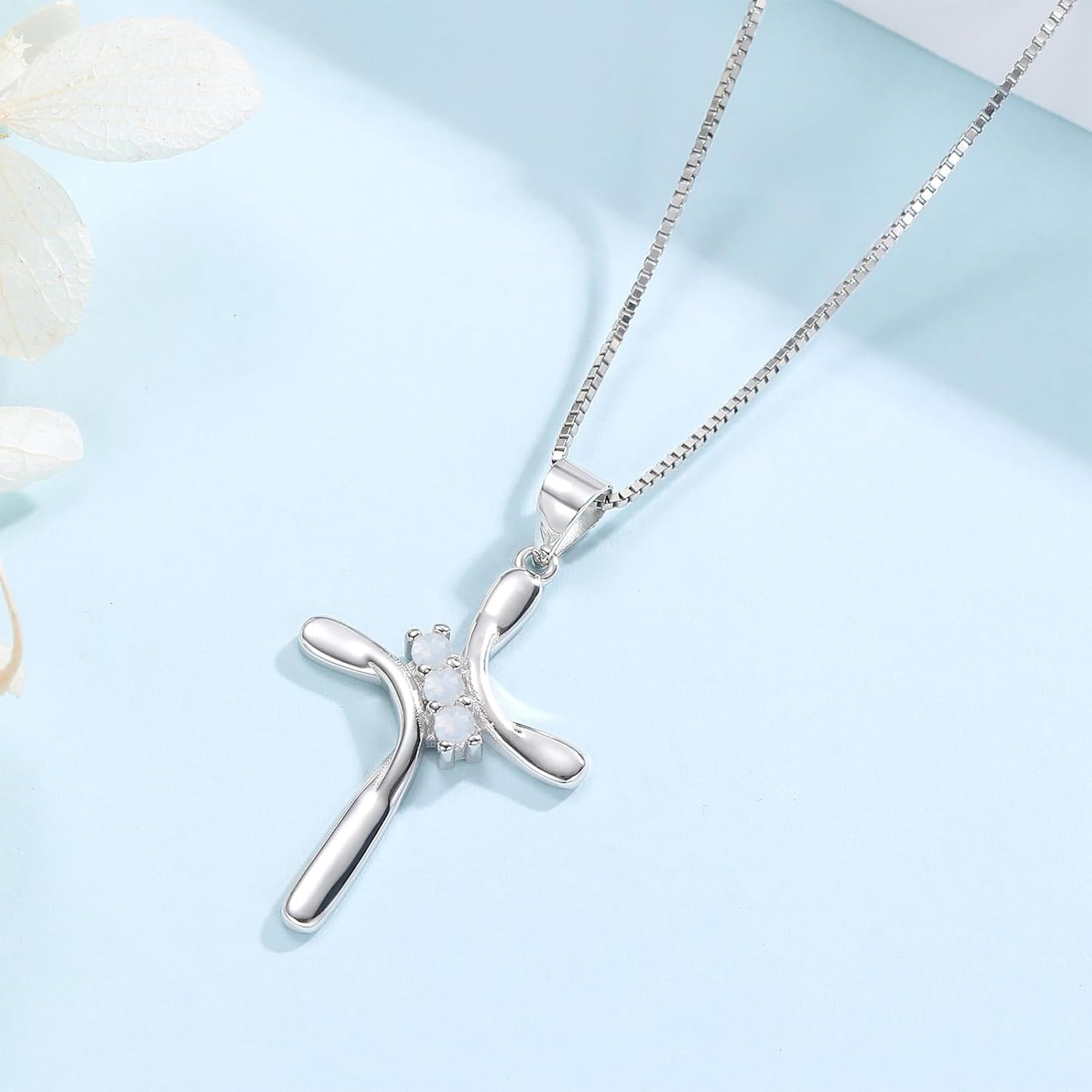 925 Sterling Silver Cross Necklaces for Women 12 Color Birthstone Necklace,Adjustable Cross Pendant With Cubic Zirconia,Ideal Hypoallergenic Jewelry Gift - Image 6