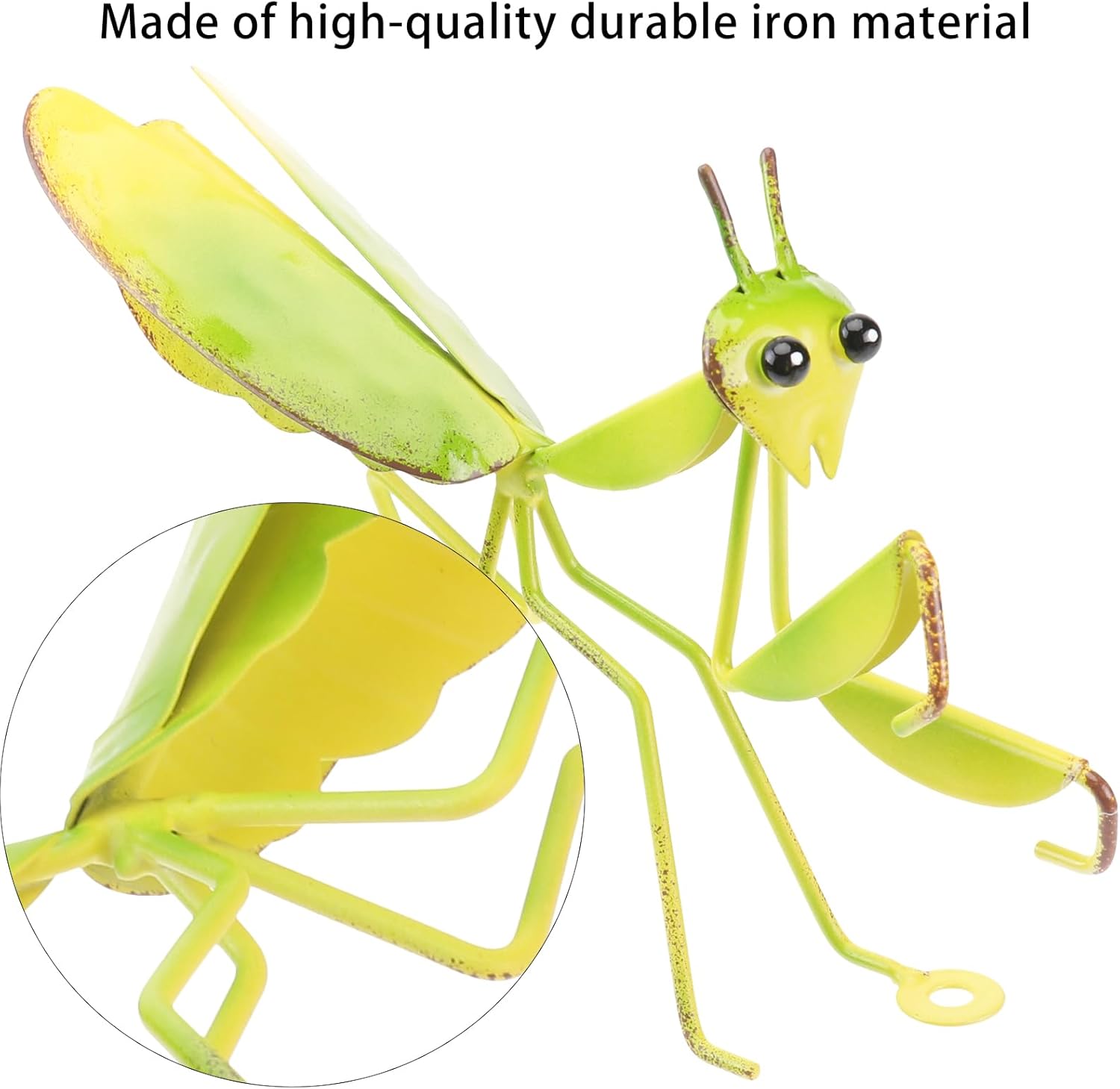 Yardwe Mantis Shape Pendant Outdoor Garden Decor 8.66X2.55X5.51In Metal Praying Mantis Wall Art for Patio Yard Lawn Balcony Ornament