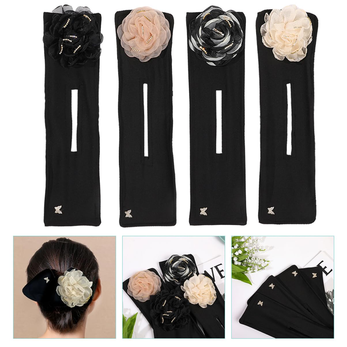 Housoutil 12stücke Teiliges Blumen-haar-dutt-maker Mit Dekoration Einfaches Haarstyling-tool Für Elegante Frisuren Für Reisen Partys Und Festivals