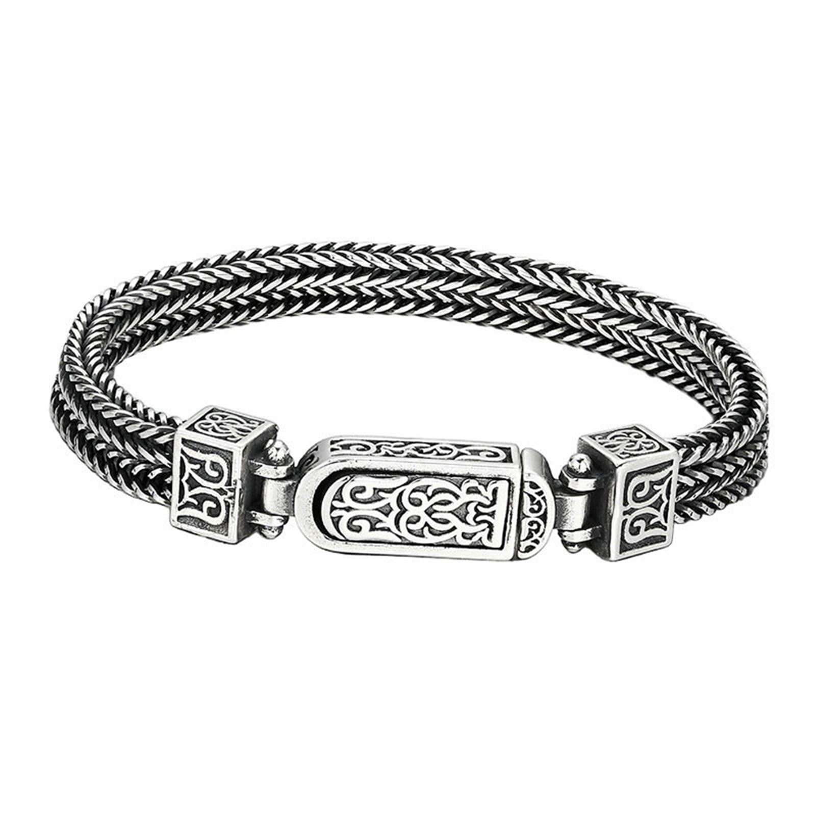 Pulsera de plata de ley con cadena de trigo para hombre