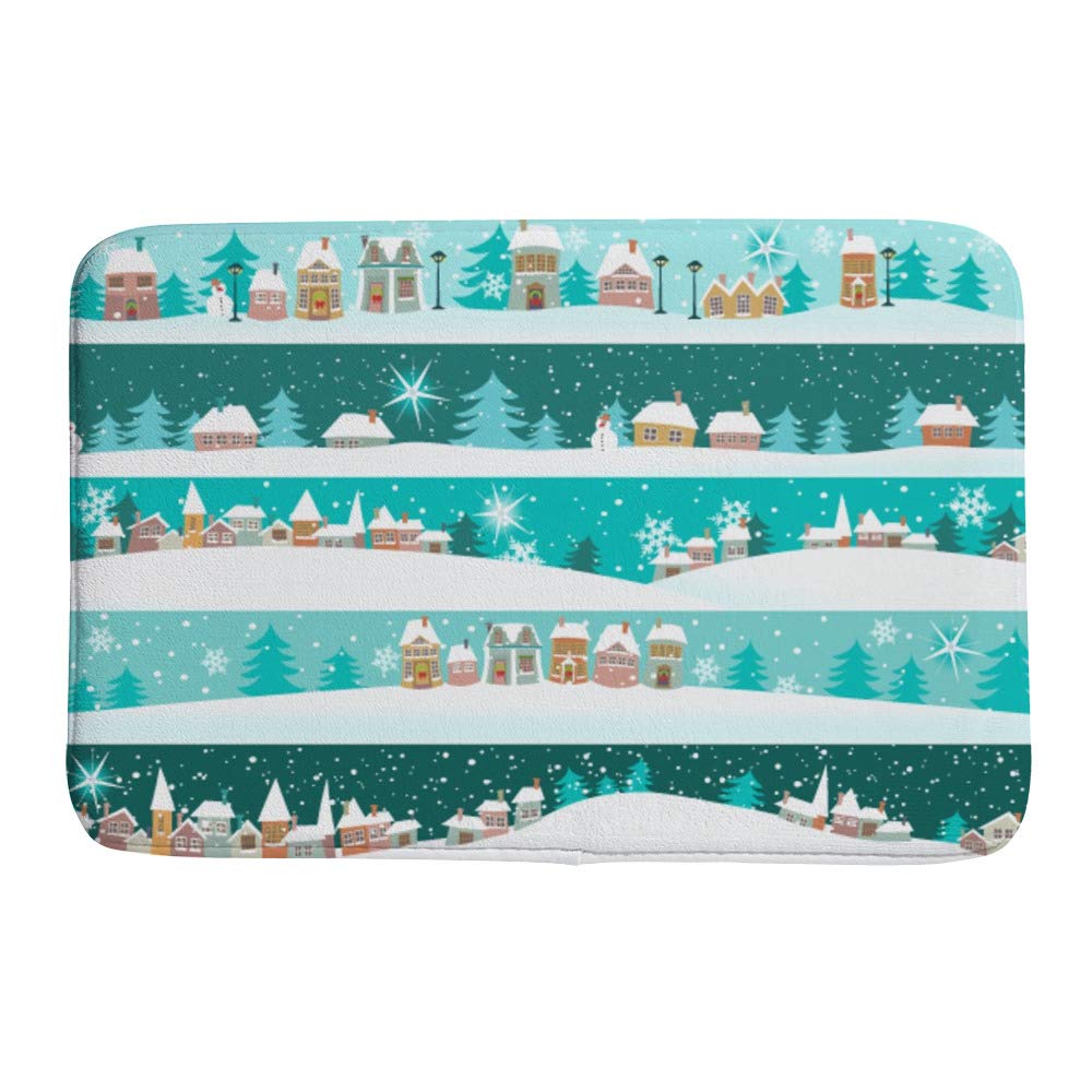 Paillasson en velours corail antidérapant 36x24 motif hivernal