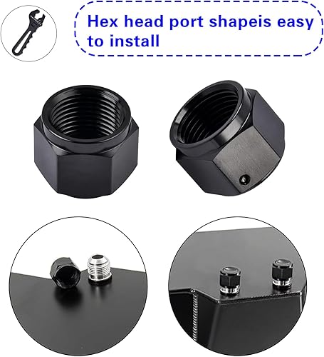 Miniatura 6 de 2 adaptadores de tuerca de enchufe de línea de combustible automotriz, 6AN (916 x 18UNF) de aleación hembra, tanque de combustible, rosca interna,
