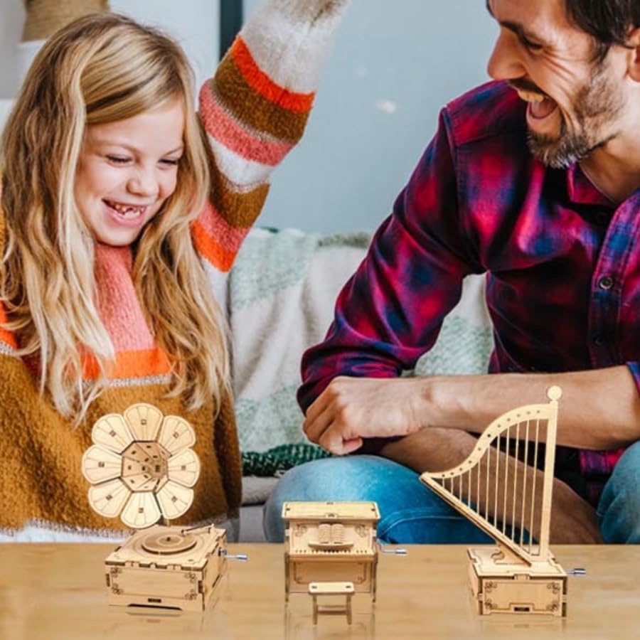 Miniatura 5 de CYAZOO - Rompecabezas de madera 3D para adultos, caja de música, instrumento musical, kit de construcción de modelo de piano, manualidades a mano