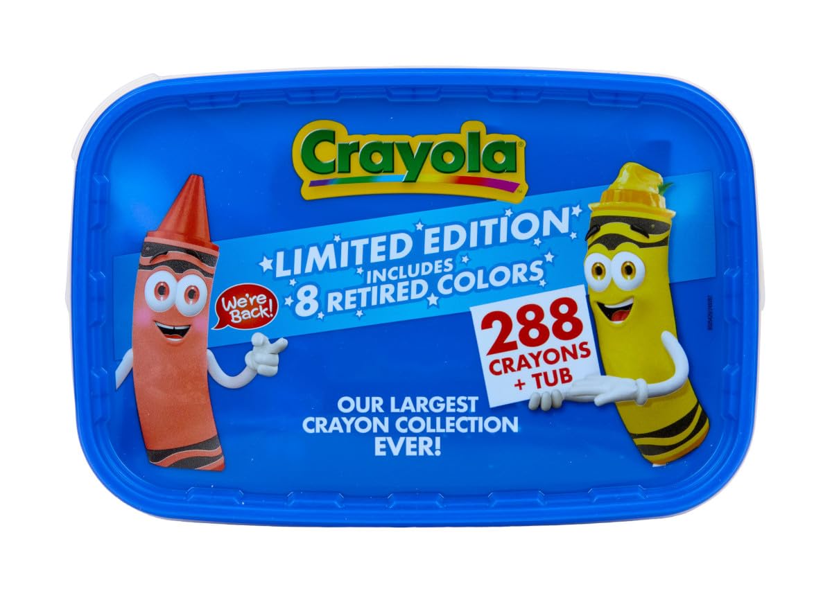 CRAYOLA Buntstiftwanne (288 ct), Großpackung Buntstifte für Kinder, limitierte Auflage, Buntstiftfarben, Klassenzimmer-Kunstbedarf für Vorschule und Kindergarten,