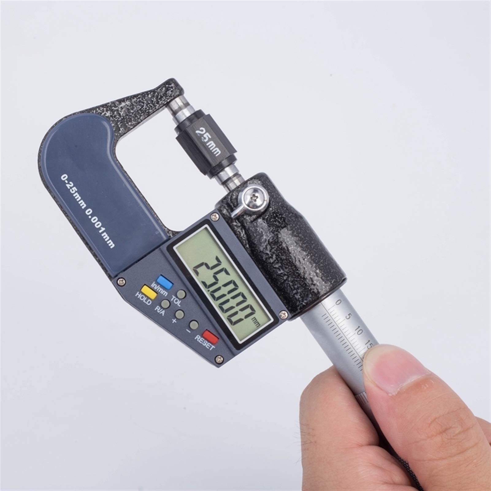 Calibre Digital 0.001mm Micrómetro Exterior 0-25mm Micrómetro Digital Calibrador Medidor Micrómetro Micrómetro Mida Herramientas Pie de Rey Digital