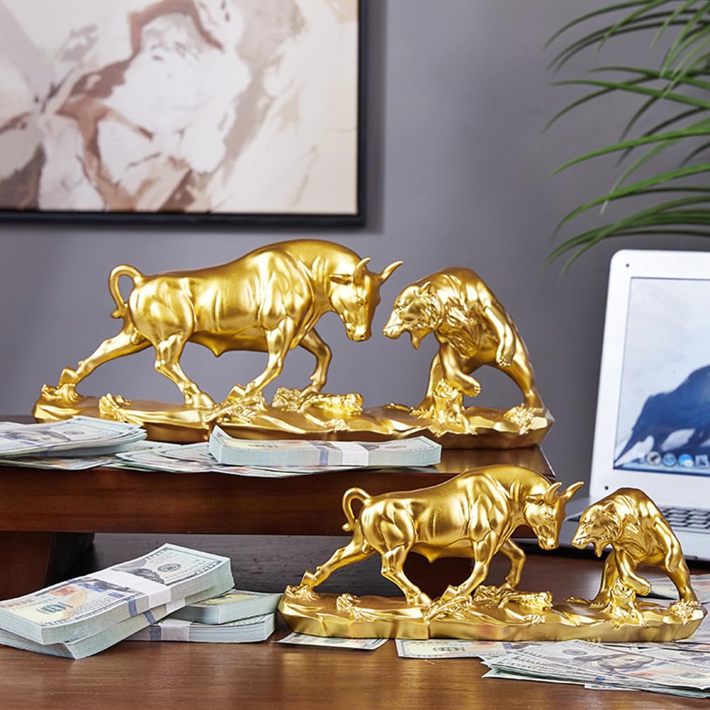 JXCBXJ Bull and Bear Statue,Resin Abstract Tabletop Decor, Stock Market Decor,Gifts for Financial Investment Managers Investor - Image 5