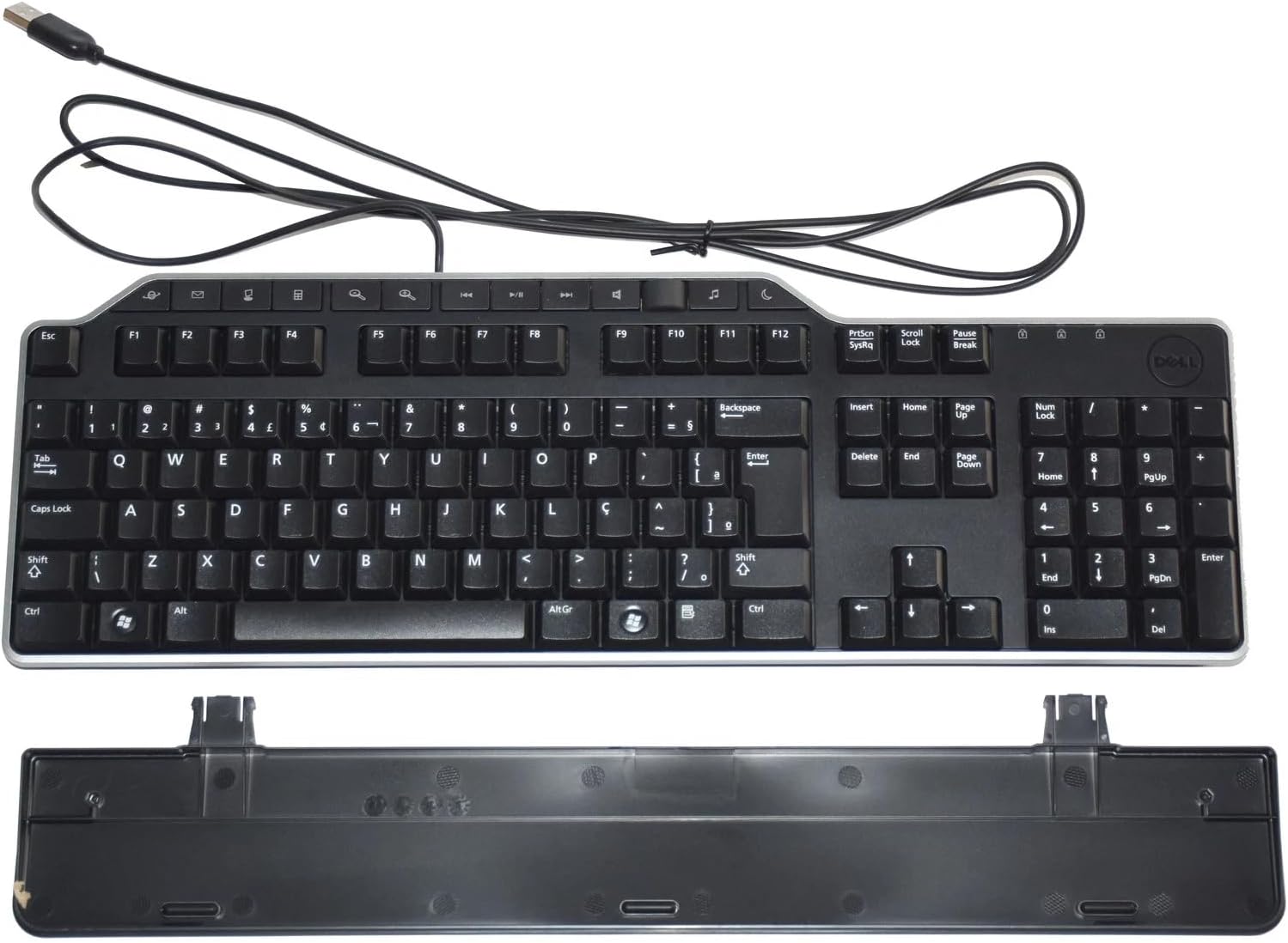 Dell KB522 Business Keyboard Multimedia 104 Keys Full Sized Keyboard with USB Hub & Palmrest – Brazilian Layout Compatible MPNs NV3WH,  0FRXW, 1RW52, X20M8, 7VHY1, 75RW8