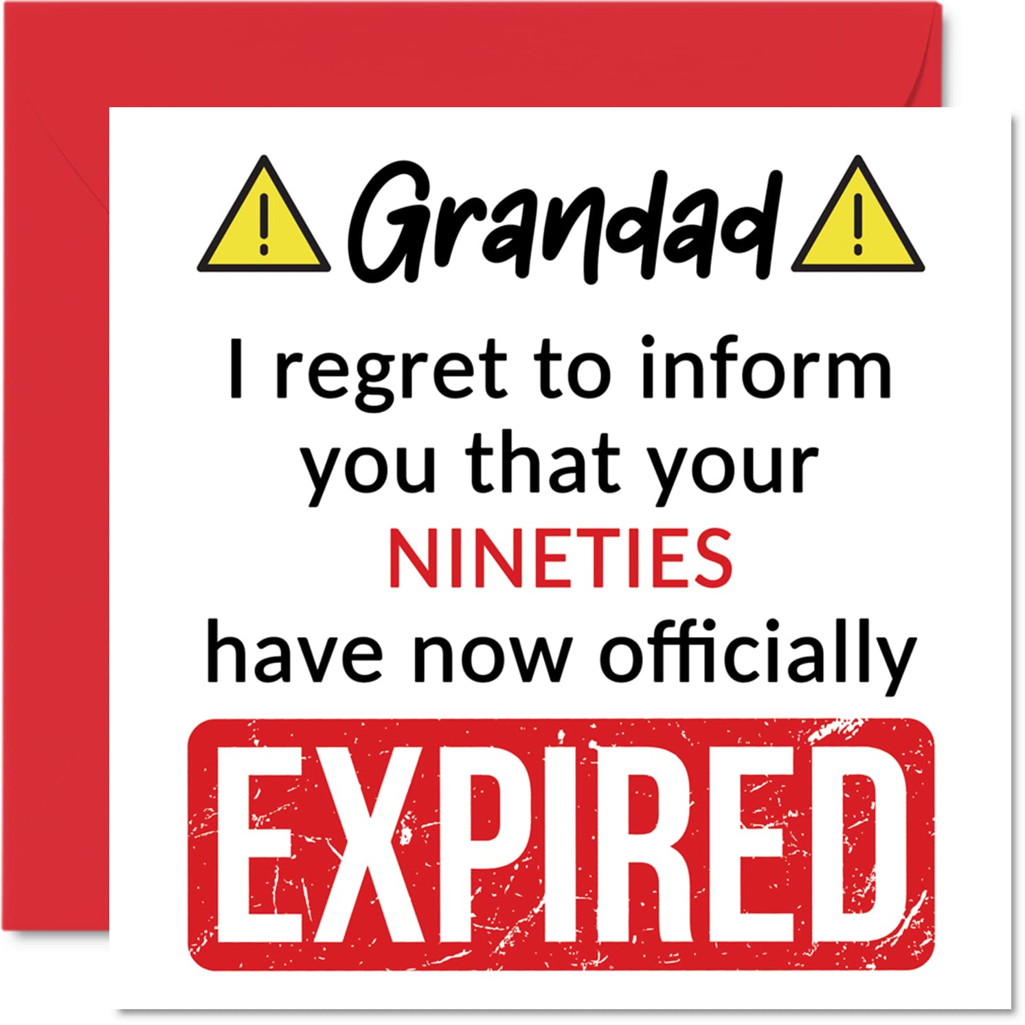 Funny 100th Birthday Cards for Grandad - Your Nineties Have Expired - Happy Birthday Card for Grandad Grandpa from Grandson Granddaughter, 145mm Banter Joke Humour Bday Greeting Cards Gift