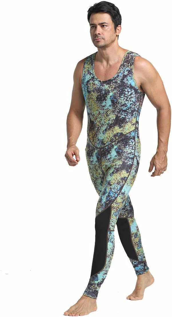 Nataly Osmann Camo Spearfishing Wetsuits Men 3mm /1.5mm Neoprene 2-Pieces Hooded Long Sleeve Scuba Diving Suit Full Body Keep Warm Snorkeling Suits