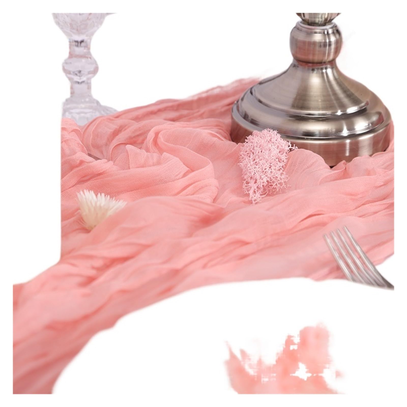 Chiffon Table Runner Table Runner Gauze Wedding Decoration Tablecloth Shower(Orange pink,90X180cm)