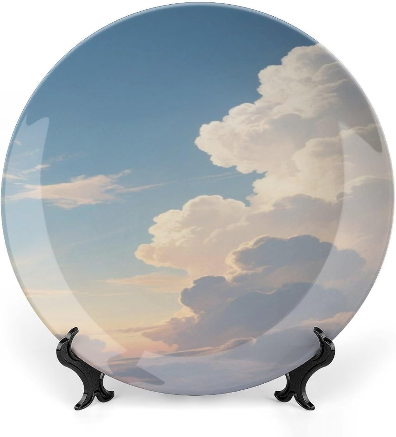 Bone China Decorative Plates Dusk Clouds Ceramic Decorative Plate Wall Decor with Display Stand Ceramic Ornaments for Wall Hanging Decoration