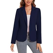 Womens Button Front Blazer Jackets Long Sleeve Lapel Business Casual Office Work Lightweight Blazers with Pocket