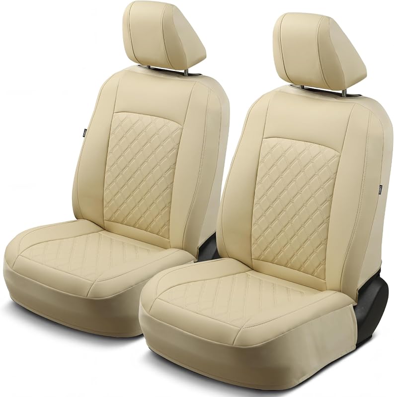 Capa para Banco Dianteiro de Carro GIANT PANDA em Couro Sintético Bege para Toyota RAV4, Camry, Highlander, Corolla, Corolla Cross, Prius, Venza e Avalon, Kit com 2