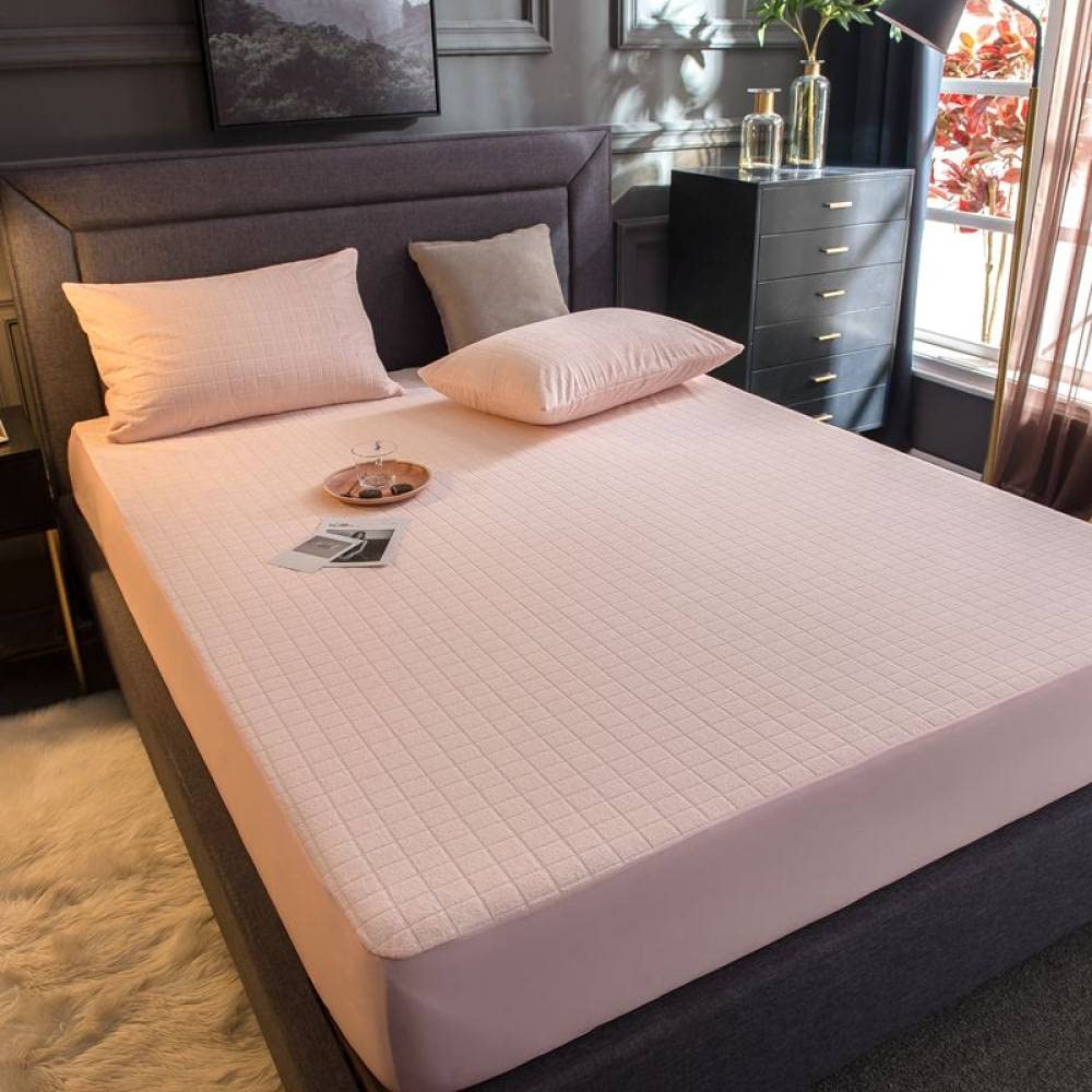 Coprimaterasso Spugna Jacquard di Puro Cotone Coprimaterasso Trapuntato Coprimaterasso Impermeabile per Letto Cove,Rosa Chiaro,120x200cm