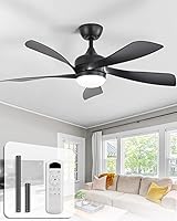 Vista 10 de Sofucor Ventilador de techo inteligente de 52", ventiladores de techo blancos para interiores/exteriores con luces y control remoto, funciona