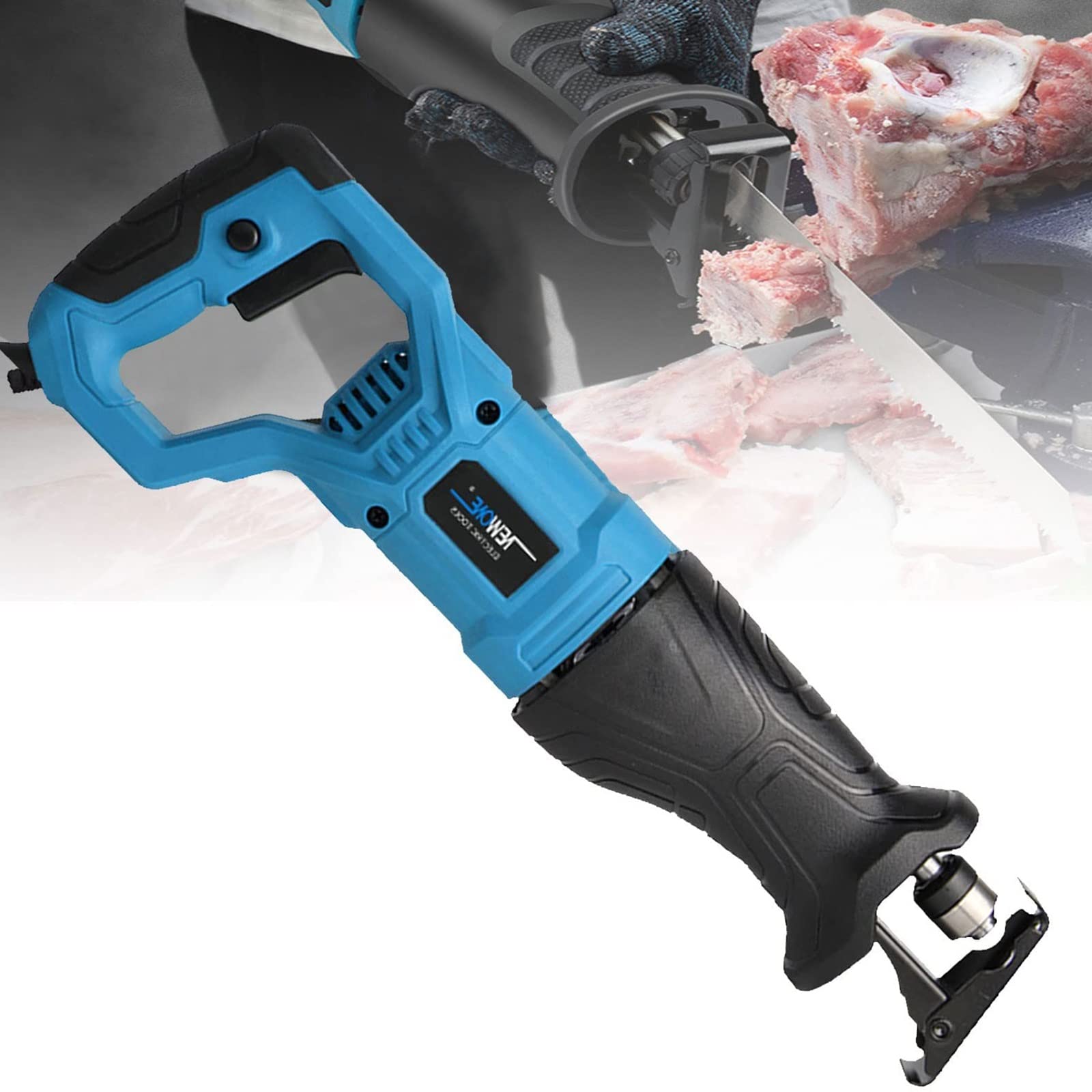 DINGFAN Sierra Carnicero, Sierra Huesos Electrica para Cortar Jamon Carne Congelada, Mango de Goma Antideslizante Que Absorbe los Golpes,Casa Máquina de Corte de Carne Comercial