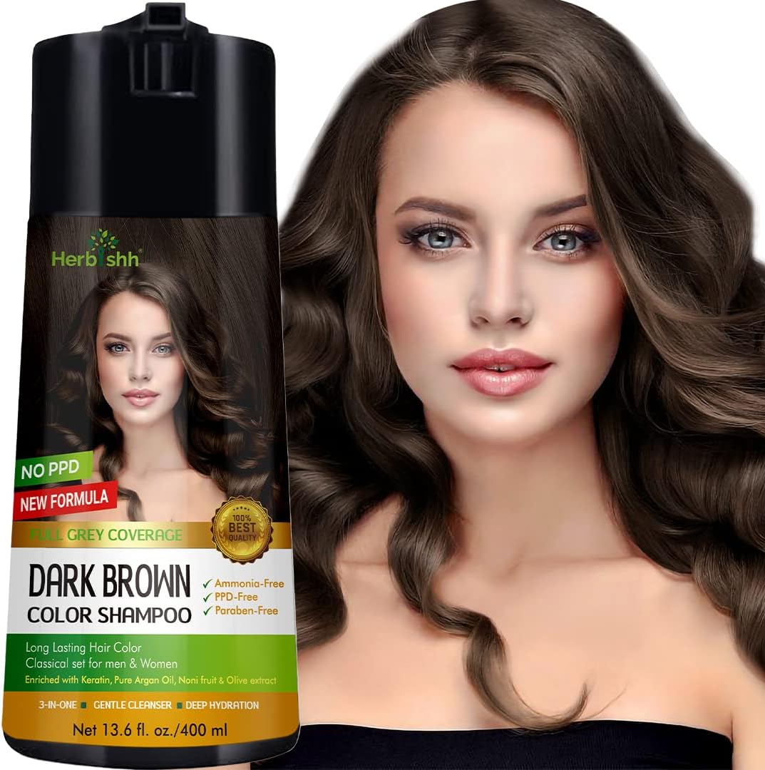 Hair Color Shampoo For Gray Hair – Enriched Color Shampoo Hair Dye Formula – Hair Dye Shampoo And Conditioner – Long Lasting & Diy (Dark Brown)